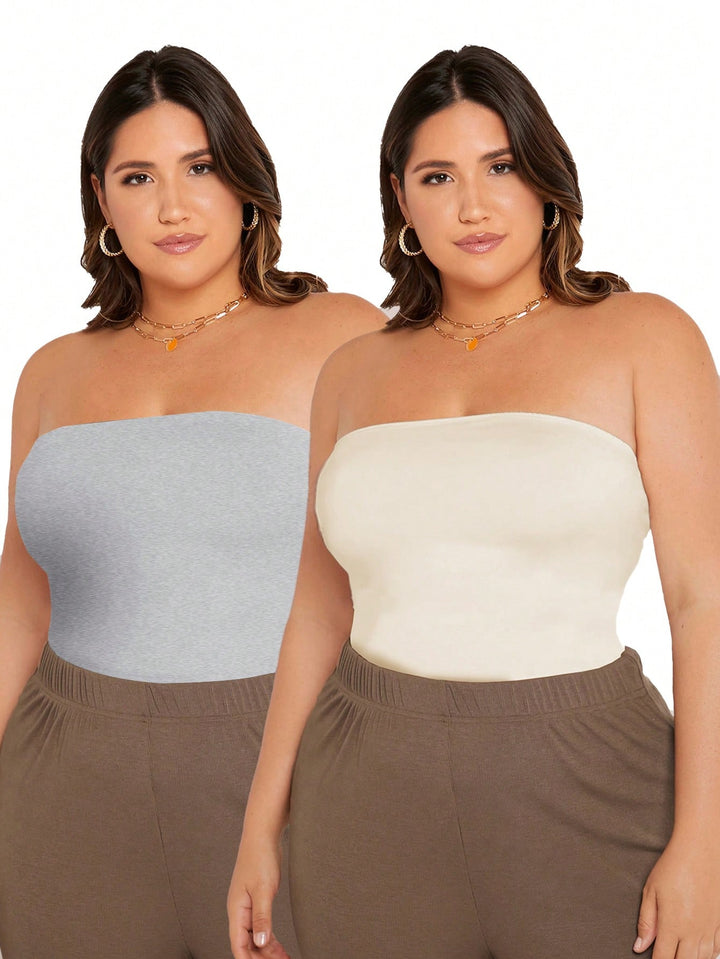 2pcs/Set Plus Size Women's Fit Short Top